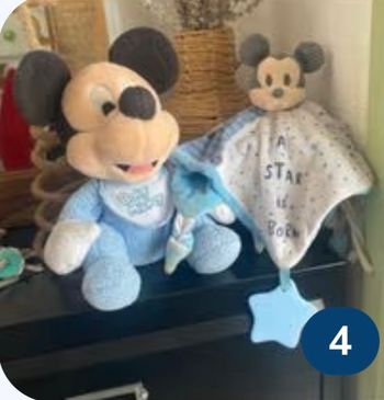 Lot doudous Mickey bleus peluche neuve avec étiquette