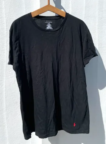 T-shirt short sleeves black red logo embroided Ralph Lauren mens L