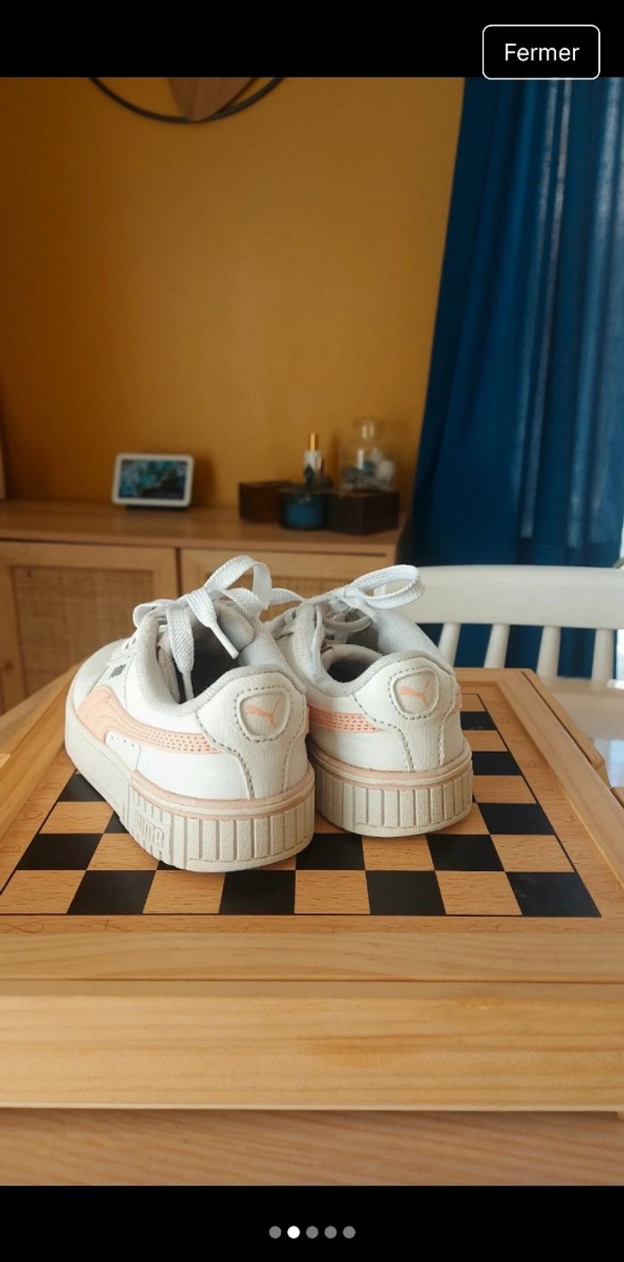 ​👟 Baskets PUMA Carina/Cali Blanches & Roses - Taille 30 🎀 - photo numéro 2