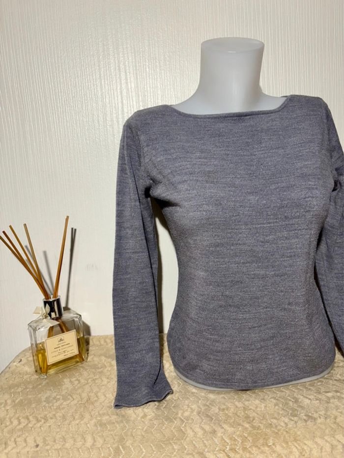 Pull gris clair Camaïeu taille M manches longues basique - photo numéro 2