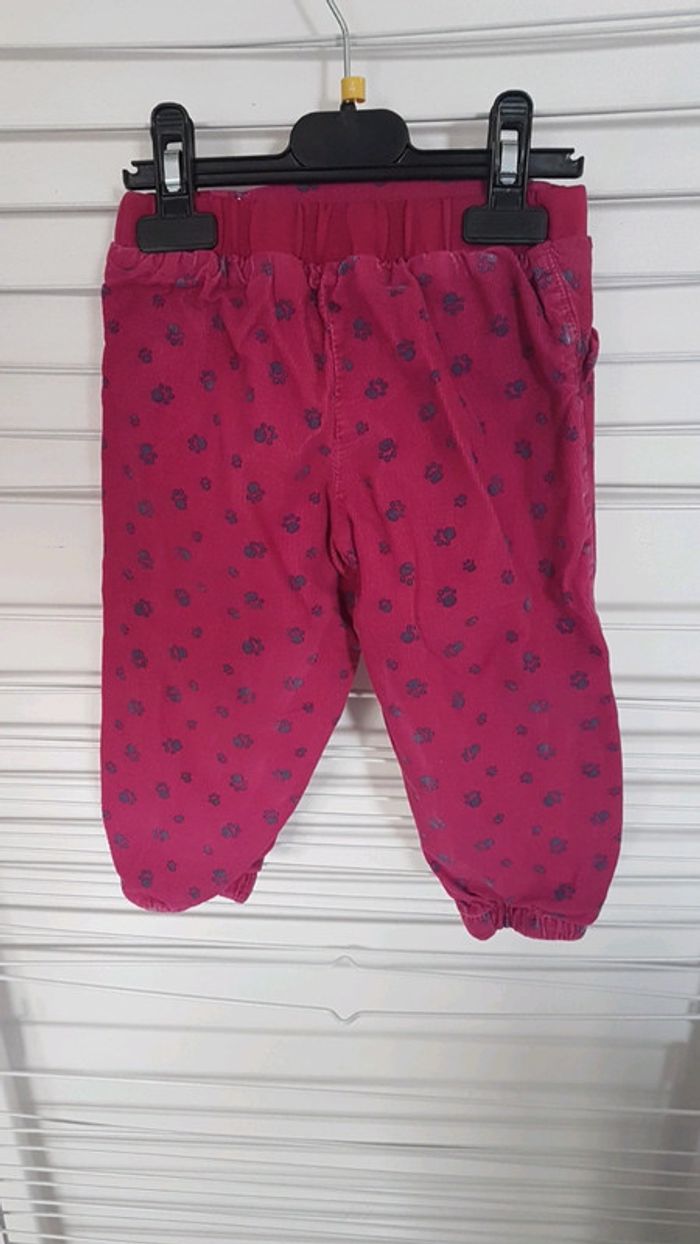 Pantalon roses pattes de chat violettes 86 cm - photo numéro 4