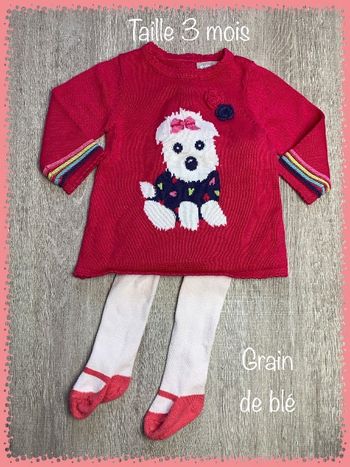 Ensemble robe pull et collant - taille 3 mois