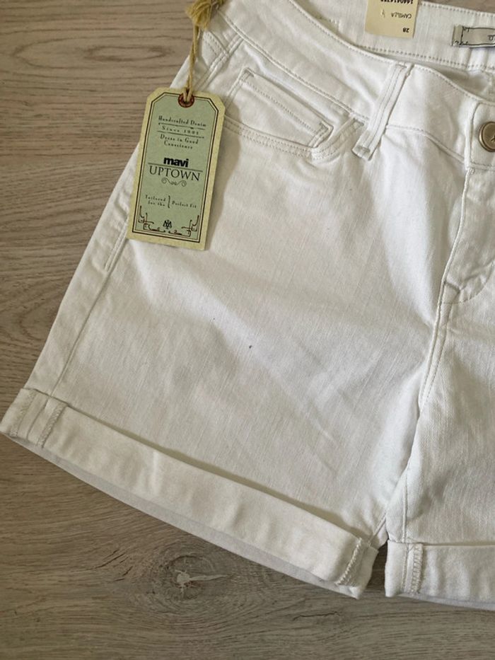 Short bermuda en jean blanc mavi uptown taille 28 soit 38 40 Neuf - photo numéro 3