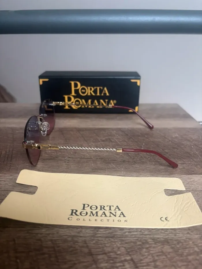 Lunette de soleil ovale Porta Romana verre bleu dégradé rougeâtre - photo numéro 4
