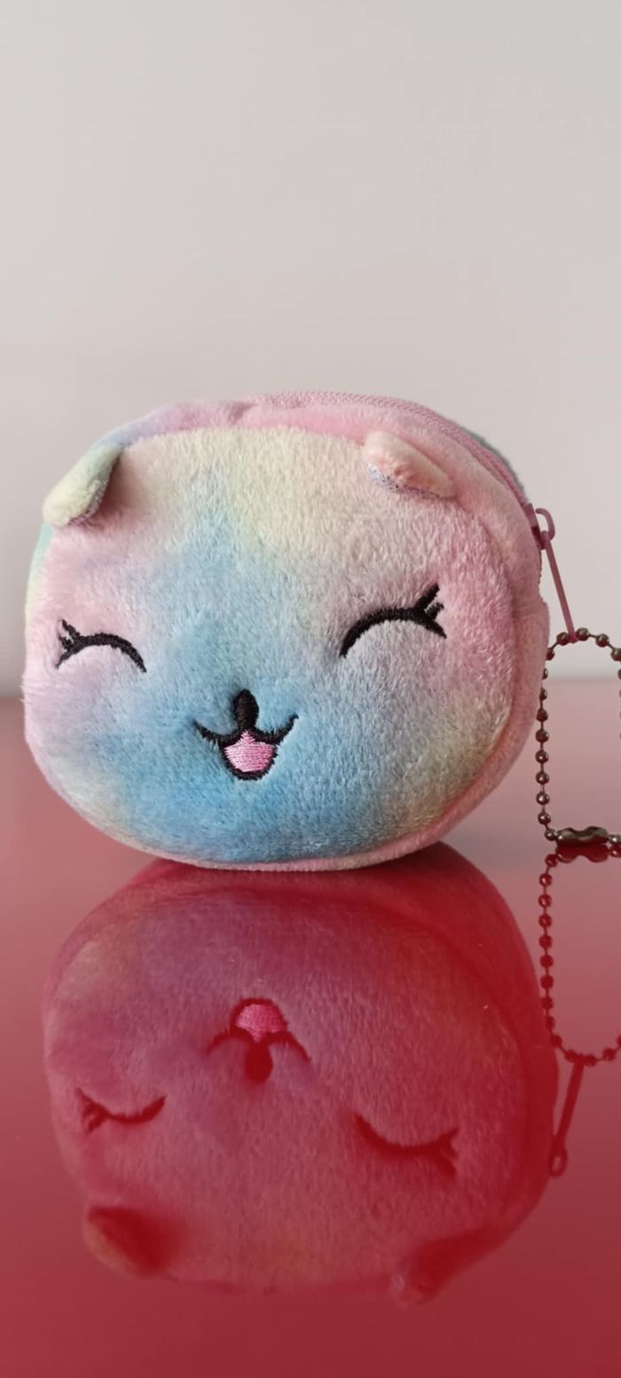 Petit porte-monnaie multicolore en peluche pour enfant modèle lapin