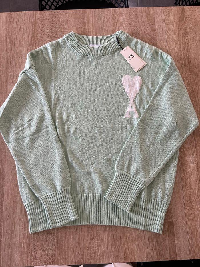 Pull Ami Paris Vert - photo numéro 3