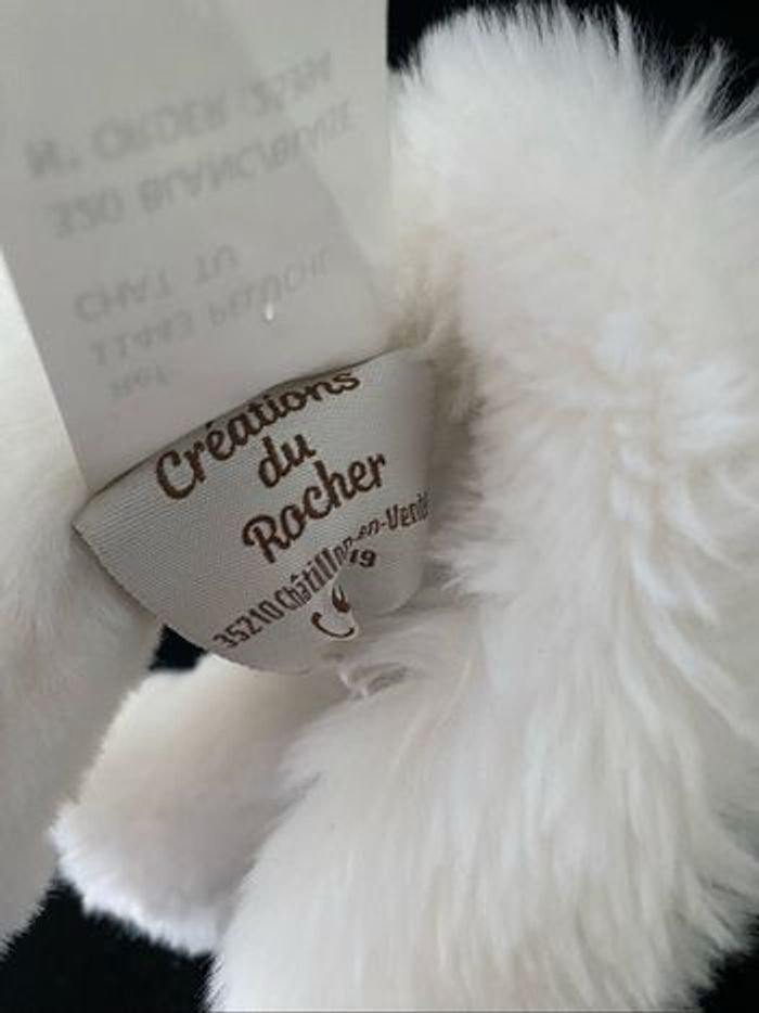 ❤️B5787 Peluche doudou chat ARMOR-LUX blanc bleu marine rouge - photo numéro 6