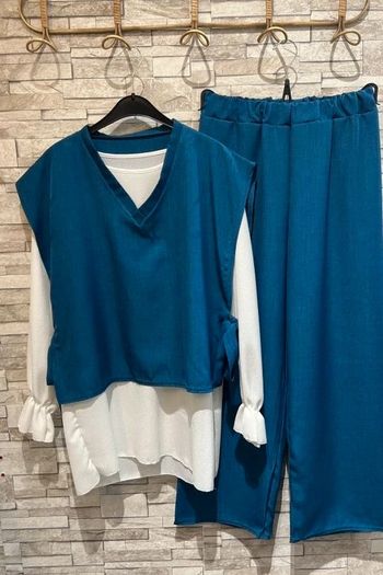 Ensemble femme 3 pièce  pantalon chemise et tablier