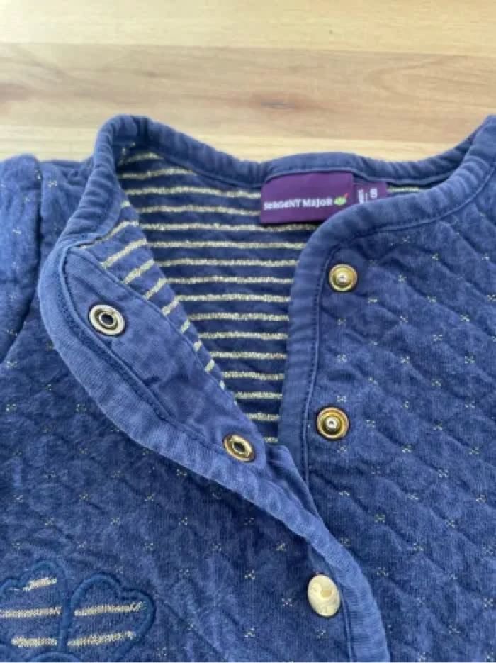 Gilet coton losanges bleu et doré - photo numéro 2