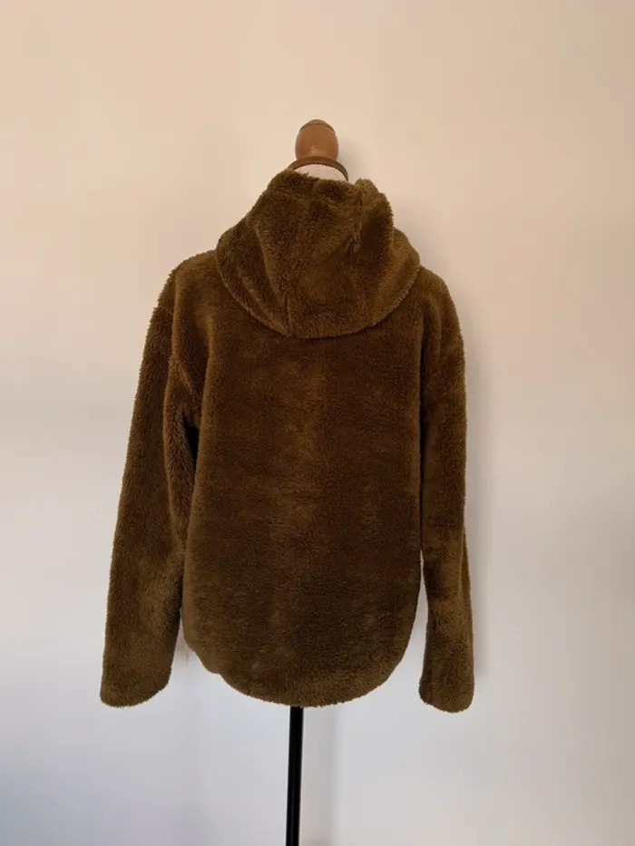 Sweatshirt capuche polaire teddy vert kaki poches neuf M pull sweat coton felpa suéter maille - photo numéro 3