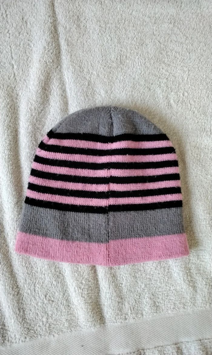 Bonnet et gants , Hello Kity  , rose et gris,  Charmmykitty , Sanrio  , taille 52 - photo numéro 3