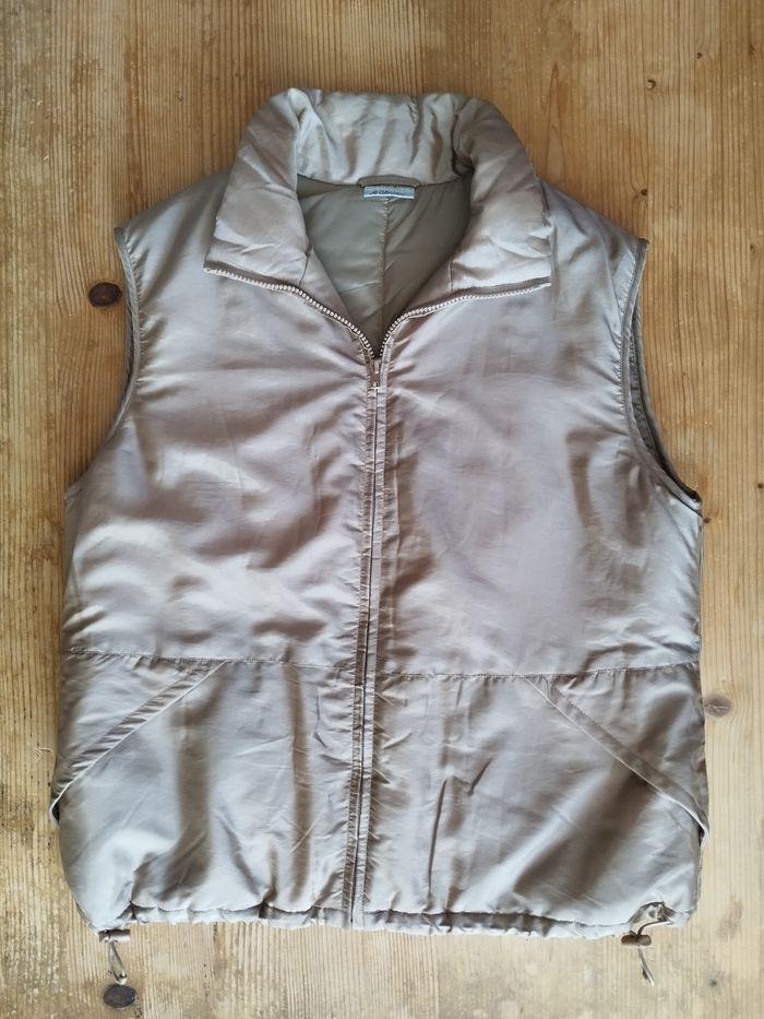 Gilet sans manches vintage beige satiné - T. 46/48 - TBE - photo numéro 3