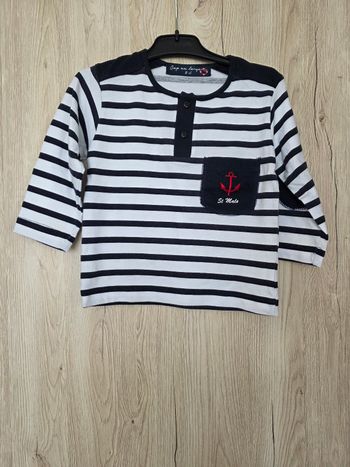 TEE-SHIRT MANCHE LONGUE BÉBÉ GARÇON 2ANS  MARIN  MARQUE CAP  AU LARGE