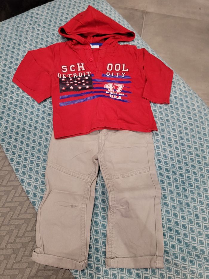 Ensemble T-shirt manches longues + jean 18mois