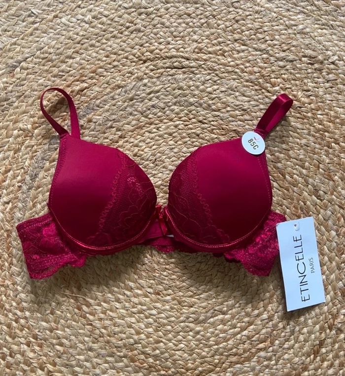 🌺 Soutien-gorge push-up rouge dentelle - Étincelle - Taille 85C 🌺