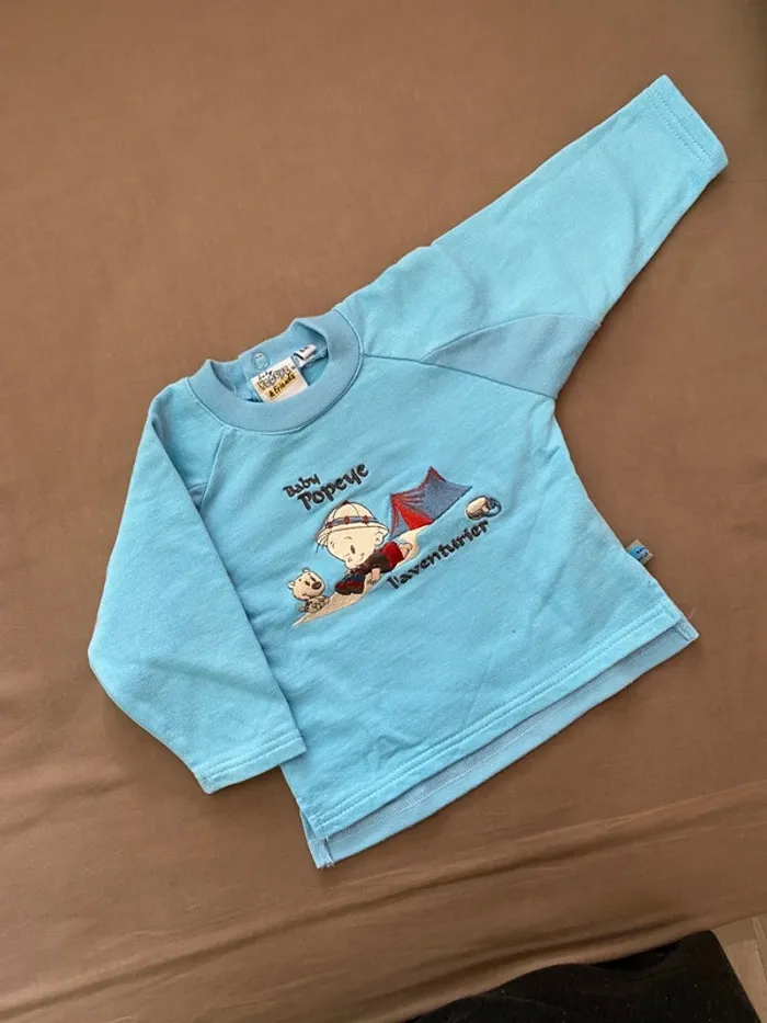 Sweat Baby Popeye bleu ciel - photo numéro 2