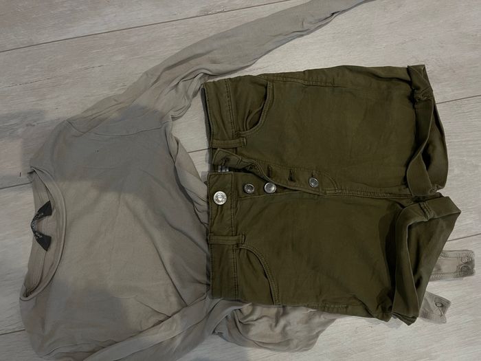 Short taille haute kaki