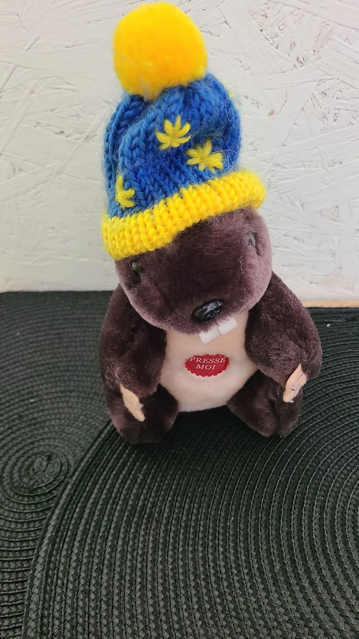 Doudou peluche marmotte bonnet sport d'hiver press me Roda accroche 22 cm - photo numéro 3