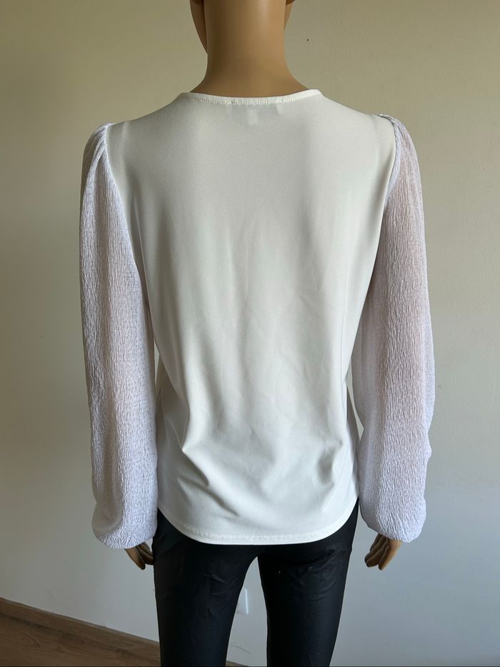 Blouse blanche à manches longues Morgan taille S comme neuve - photo numéro 5