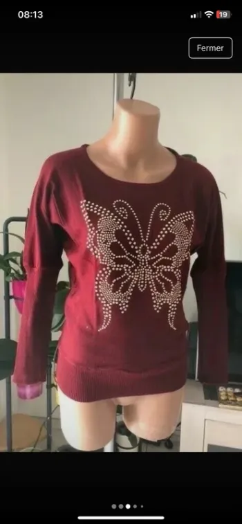 Beau pull bordeaux taille unique 36
