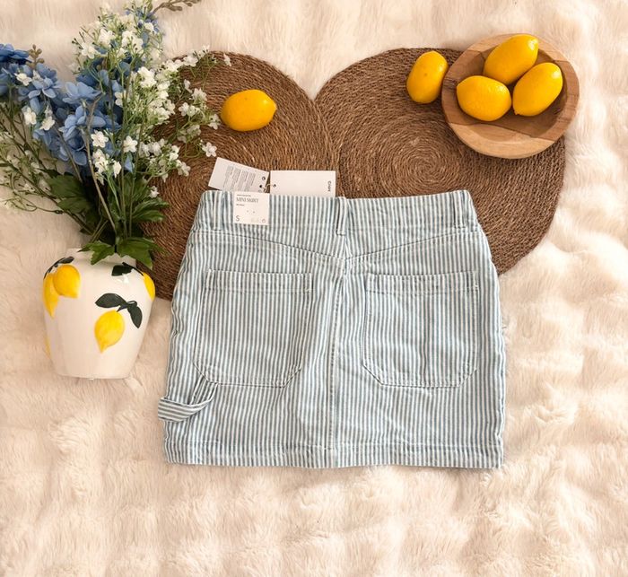 Mini jupe Mango en jean rayée taille S - photo numéro 4