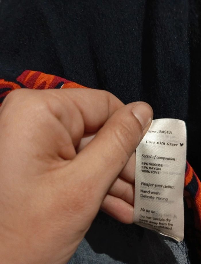 🌸 Blouse cache coeur péplum Grace & Mila bleu marine imprimé fleuri taille L en viscose et rayon - photo numéro 11