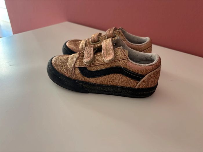 Baskets Vans Old Skool V Party Glitter Black/Gold 26 - photo numéro 9