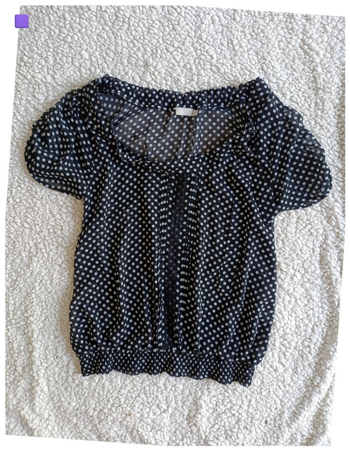 Haut à pois noir dentelle transparent sexy mignon old school vintage rétro – Jacqueline Riu