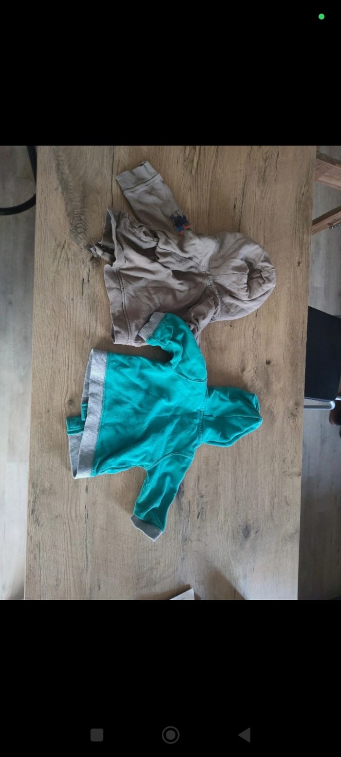 Lot 2 vestes gilets 9 mois a capuche manches longues garçon TAO kitchoun - photo numéro 2