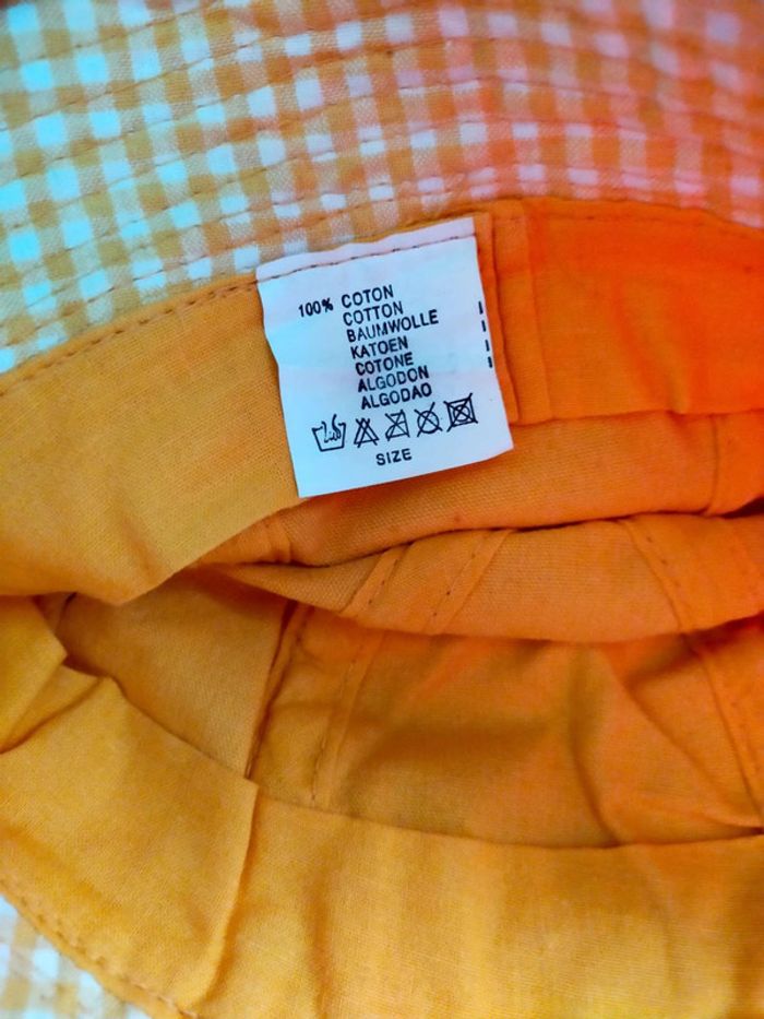 Bob jaune à carreaux vichy et nœud – 53 cm – 100 % coton - photo numéro 5