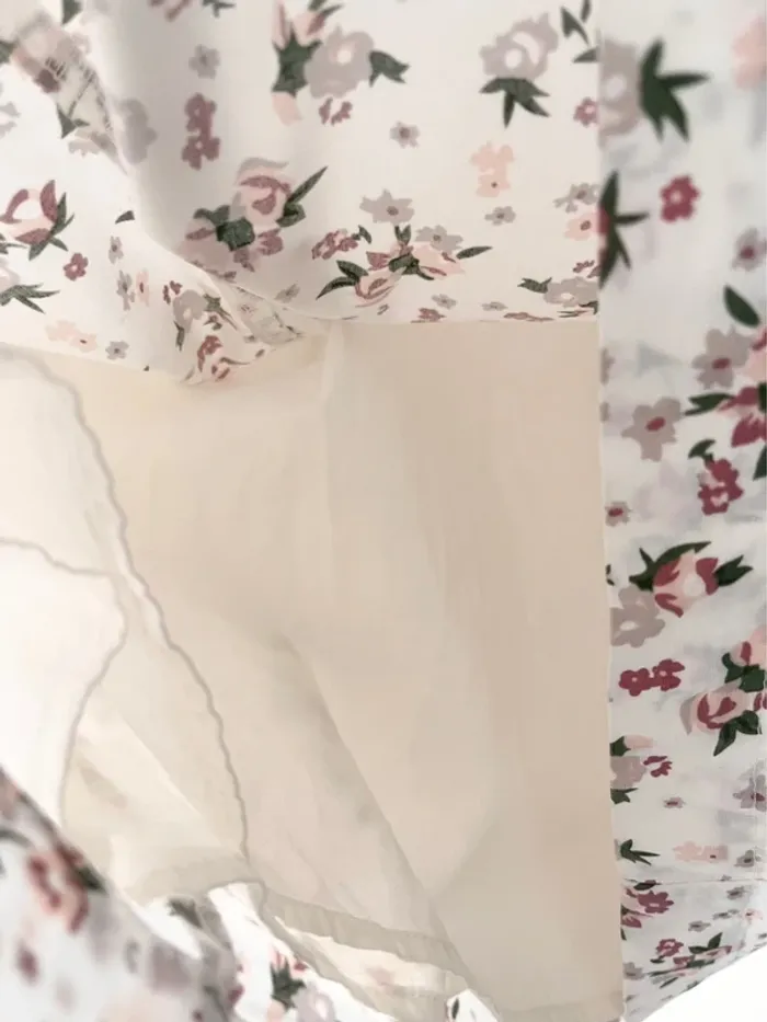 Très jolie robe blanche fleurie en coton forme nuisette taille 38 - photo numéro 5