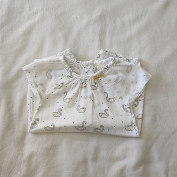 Combishort bébé Orchestra 1 mois – coton blanc cygnes été