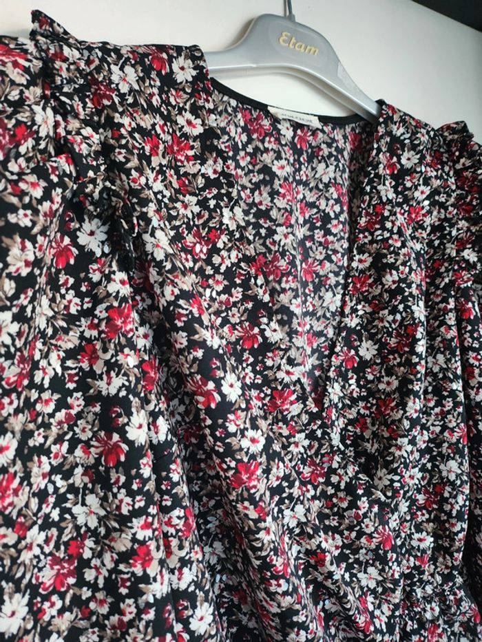 Blouse fluide fleurs épaulettes Cache cœur Cache Cache - photo numéro 3