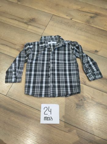Chemise manches longues bébé garçon noir et blanc 24 mois gemo