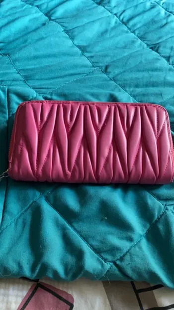 porte feuille rose matelassé zip