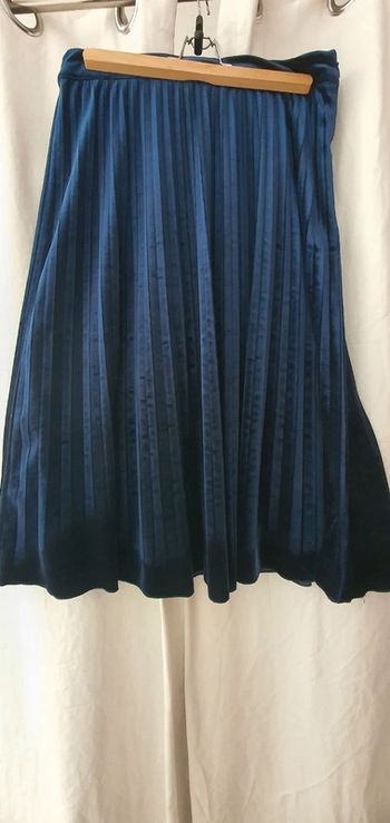 Jupe plissée velours bleu nuit