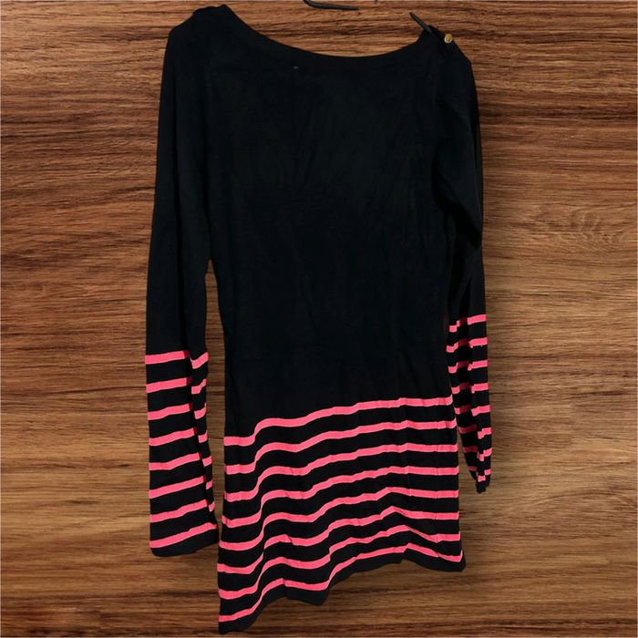Haut manches longues rayé noir/rose - photo numéro 5