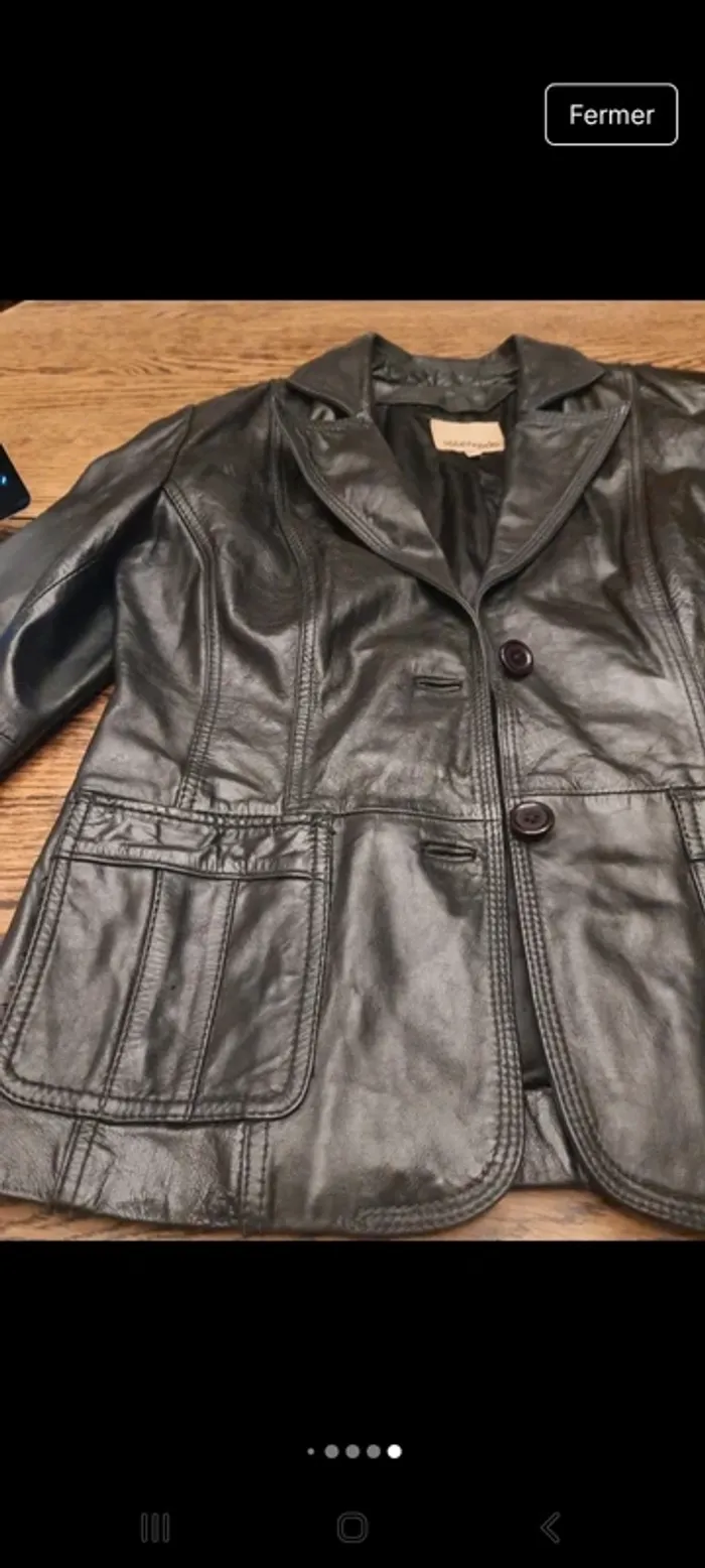 Blazer noir en cuir vintage Splendido taille 40 - photo numéro 18