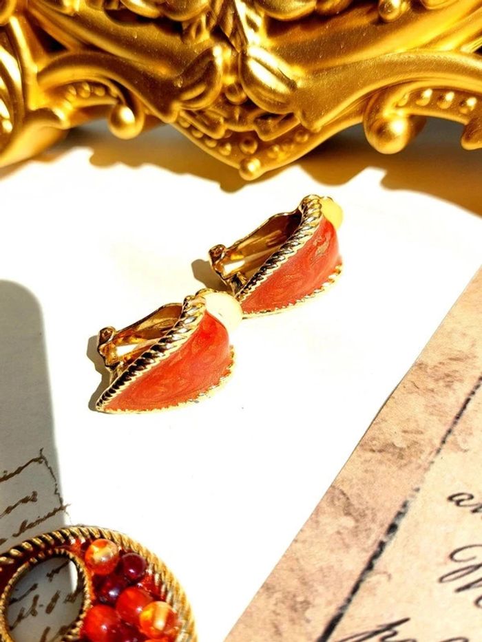 Paire de boucles d'oreilles à clip vintage 2en1 - photo numéro 7