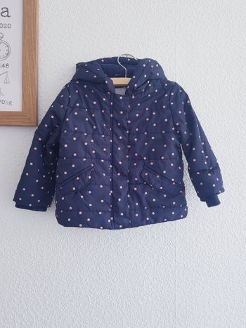 JBC - Manteau / veste / doudoune avec capuche - Bleu petits pois roses (12 mois)