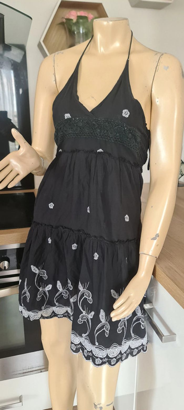 tres jolie robe d ete noir et blanche taille 36 avec doublure - photo numéro 2