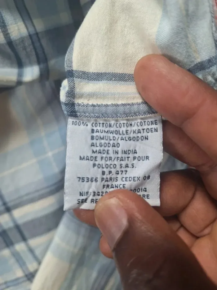 Chemise Ralph Lauren à carreaux bleu clair – Taille L – 100% coton (557) - photo numéro 8