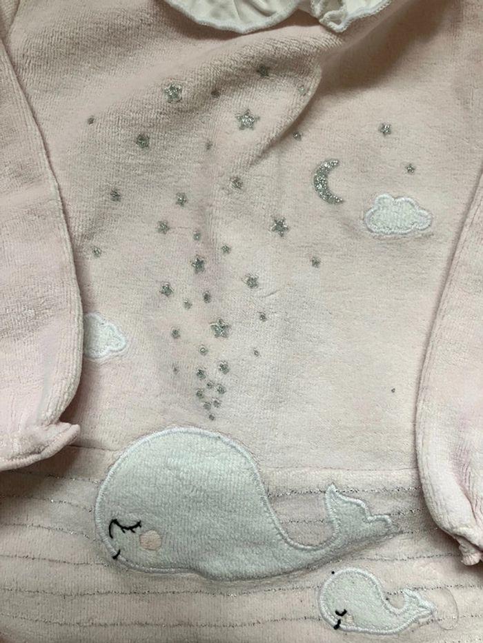 Lot de 3 pyjamas/grenouillère en velours 6mois - photo numéro 14