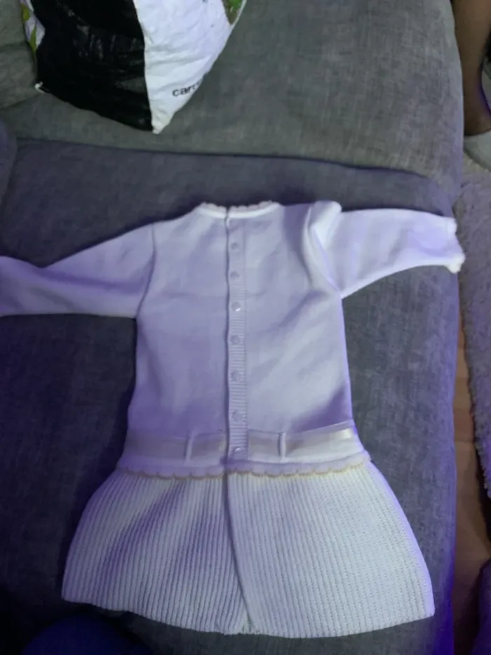 Robe blanche maille manches longues - photo numéro 2