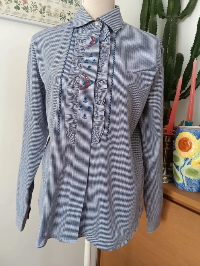 Chemise vintage vichy manches longues - photo numéro 2