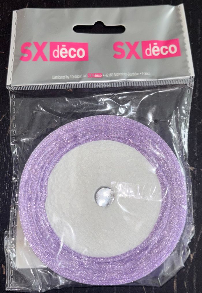 Ruban organza violet pailletée