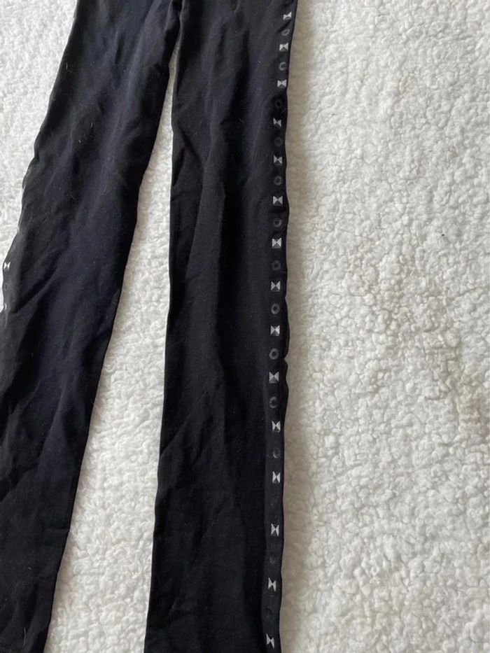 Legging collant noir épais à motifs sur les côtés - photo numéro 2