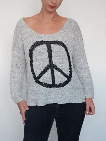 Pull loose asymétrique grunge peace taille unique