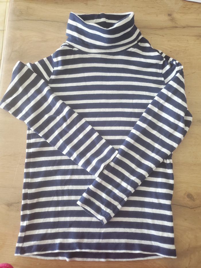 Sous-pull rayé bleu marine et blanc DPAM 8 ans