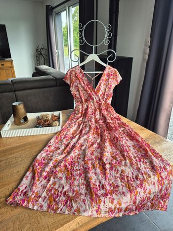 Robe Longue Fuschia et Dorée Femme Taille M/L